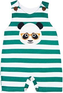 Macacão Romper Bebê Menino Sem Mangas Verão Suedine Listrado Bordado Aplicado - Verde