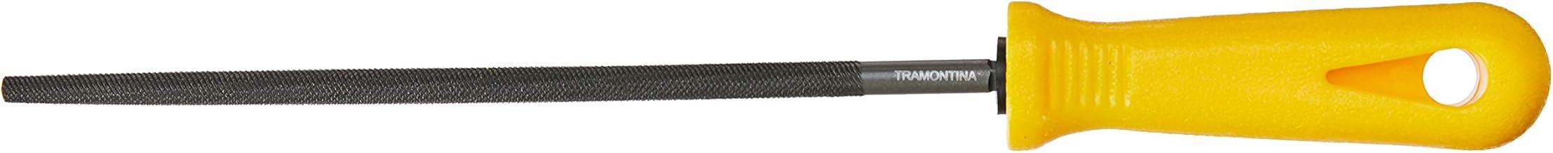 Tramontina 41701308, Lima Redonda 8, Corpo em Aço Alto Carbono, Cabo Injetado, Denteado Tipo Bastardo Simples, Amarelo