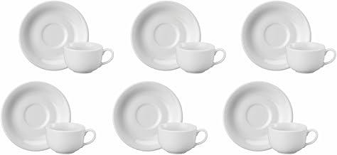 Estojo com 6 Xícaras de de Café com Pires. Modelo Redondo Voyage. Branca. Fabricado pela Porcelana Schmidt.,794 3 010 201 058 0000