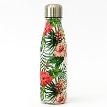 Garrafa Térmica Inox com Tampa de Rosca 500ml - Aço Inox - Design Moderno Hibisco Rosa