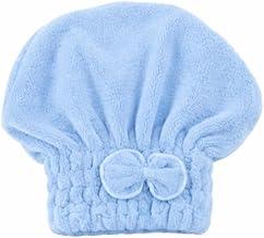 Touca Toalha de Banho Seca Cabelo Super Absorvente de Microfibra (Azul)