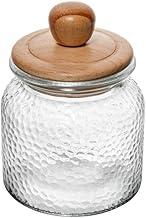 WOLFF - Porta Mantimento de Vidro Martelado com Tampa de Bambu 700ml