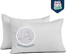 Kit 2 Protetores Impermeável de Travesseiro Premium - SUPER SILENCIOSO - Tecido Jacquard - 100% Impermeável Estilo Americano (Kit c/ 2, Branco)