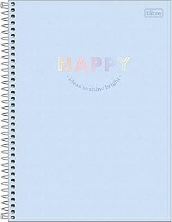 Tilibra - Caderno Espiral Capa Dura Universitário Connect 1 Matéria Happy 80 Folhas - Azul 2025