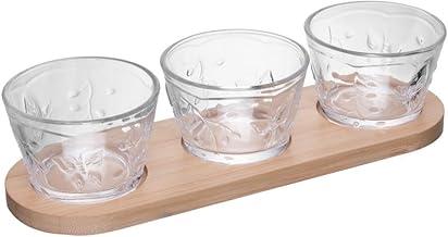 LYOR - Conjunto 3 Bowls com Suporte de Bambu New Butterfly 25,5cm x 9cm x 6cm Cristal
