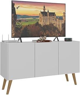 Rack Retrô para Tv até 32 Polegadas com 3 Portas Multimóveis Mp1067 Branco/natural