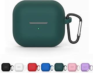Capa Case Protetora Silicone compatível Galaxy Buds 3 Buds 3 Pro 2024 para Fone Ouvido Sem Fio Anti Choque Choque Resistente Case Capinha Protetor Estojo Carregador Keychain Chaveiro (Verde)