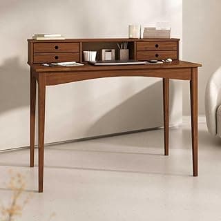 IDIMEX Mesa Escrivaninha Retro Madeira Maciça 4 Gavetas 1 Nicho Milano 4 Gavetas 110 cm Cor Castanho com 5.19% de desconto por R$ 584,99 na amazon