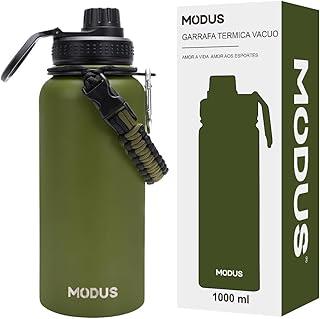 Garrafa Térmica De Aço Inoxidável 18/8 Isolado de água Esportiva Com Alça Paracord 1000ML (Verde)