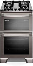 Fogão de Piso Electrolux de 04 Bocas Experience com Duplo Forno e Mesa de Vidro Cinza - FE4DG