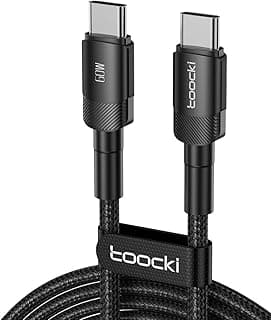 Cabo Toocki Mont USB C 60W 5A com Carregamento Rápido - Compatível com Android, IPhone 15 e MacBook (Preto, 0,5 Metro)