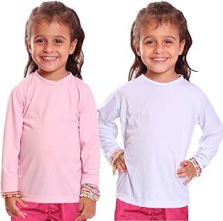 Kit 2 Camisetas Infantil Menina Proteção UV Térmica Solar Manga Longa Camisa Praia Esporte