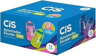 Apontador Escolar 390 Formato Lápis com Deposito, CIS, Caixa com 12 unidades sortidas, 19.9600, Multicor