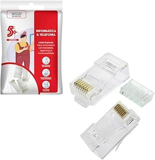 Plug RJ45 - Cat6-8x8 - C/Guia - Kit Com 5 Pcs