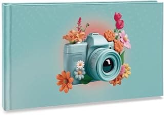 Álbum de fotos Ical, encadernação fotolivro autocolante, com 12 páginas de papel rígido branco - compatível com Polaroid e Instax mini - linha Instalovers grande - modelo verde-claro câmera 3D - 896