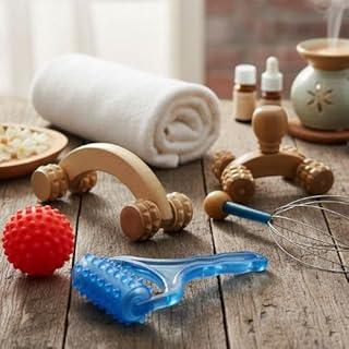 Kit de Massageadores Manual Madeira 5 Peças – Relaxamento, Fisioterapia, Alívio de Dores e Estresse – Spa em Casa, Autocuidado e Bem-Estar – Luiggi Presentes®