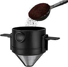 Mini Filtro Café Individual Dobrável Portátil Reutilizável em Aço Inox Para Viagem Escritório Gotejador Sustentável Infusor De Chá Cesta Compacto Para Trilhas e Camping Premium