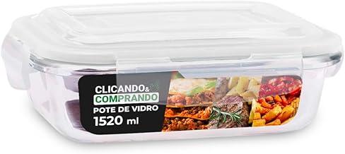 Potes de Vidro Retangular com Tampa Hermética 1520ml Cor: Transparente
