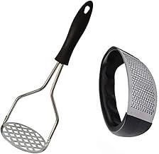 Kit Amassador de Batata Inox + Espremedor de Alho Manual – Utensílios de Cozinha Resistentes com Cabo Ergonômico