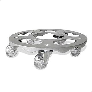 Suporte De Vaso Redondo Com Rodas Gel 30cm Alumínio Fundido (Prata)