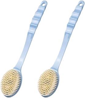 Escova de Banho com Cerdas Macias e Cabo Longo - Ideal para Massagear e Esfoliar as Costas - Escovação Suave da pele (AZUL) 1 Unidade