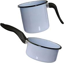 Conjunto Panela Esmaltada Ágata 1L e Leiteira 1,5L com Cabos em Nylon Esmaltados Silva Azul