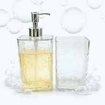 Kit Banheiro Transparente 2 Peças Dispenser para Sabonete Líquido e Porta Escova de Dentes, Conjunto Moderno e Elegante para Pia e Lavabo