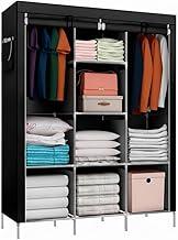 Guarda Roupa Dobrável Armário Organizador de Roupas 3 Portas Multiuso (Preto)