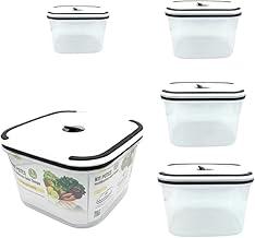 Conjunto 5 Potes Herméticos com Tampa Transparente e Detalhes Pretos Livre de BPA Tamanhos variados