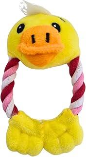 Brinquedo Pelúcia com Corda Cachorro Gato Mordedor Formato Patinho 15x08 cm Reduz Estresse e Ansiedade com Apito Sonoro Interativo