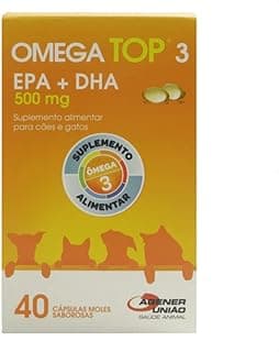 Suplemento Agener Ômega Top 3 para Cães e Gatos com 40 Capsulas - 500 mg
