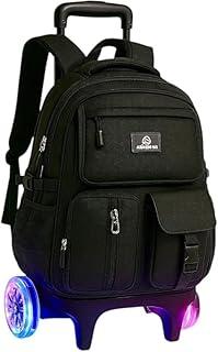 Mochila Escolar com Rodinhas LED, 3 Compartimentos, 4 Bolsos, Alça Dupla, resistente e regulagem de altura, Unisex