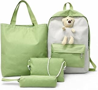 Kit Mochila Ursinho 4 Em 1 Multifuncional Maternidade Impermeavel Resistente Necessaire Estojo Bolsa De Mão Estudo Casual Rosa, Preta, Verde ou Lilás DUPIN