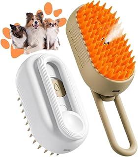 Escova Pet Vaporizada Para Remoção De Pelos Gatos Cães Cachorros Escova Recarregável Elétrica Pente Com Vapor Limpeza 3 em 1 (Branco)