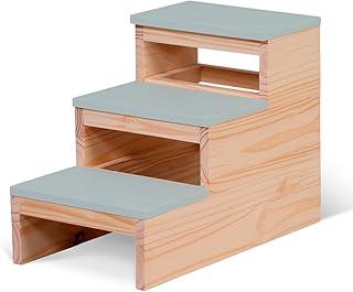 Escada Madeira Quarto E Banheiro Laqueado 3 Degraus Cinza