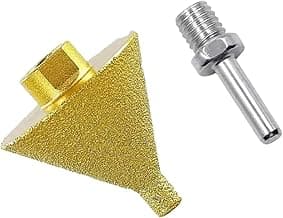 Broca Chanfro Diamantada Para Porcelanato 38mm Com Conversor M10, Amarelo, Ferramenta Para Corte e Perfuração