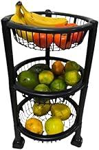 Fruteira Redonda 3 Andares Preto Organizador de Frutas e Legumes para Cozinha material plástico