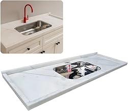 Pia de Cozinha Mármore Branco 200cm C/Cuba Inox Funda 14cm