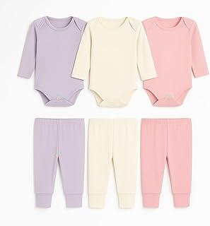Body Bebê e Calça Mijão Kit 6 Peças Manga Longa Feminino