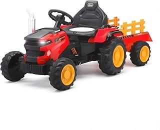 Trator Elétrico Infantil 12V Controle Remoto Som Luz e Carreta (Vermelho)
