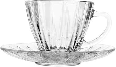 LYOR - Conjunto 2 xícaras para Café de Cristal com Pires Radial 90ml