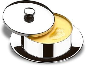 Manteigueira Redonda com Pires 130 g Atina, Brinox, 1406/100, Aço Inox