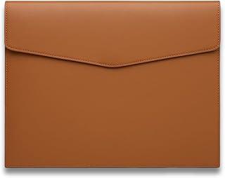 Pasta de Arquivo A4 de Couro Ecológico, Organizador de Documentos, Pasta de Envelope com Fecho Magnético para Recibo de Carta (Caramelo)