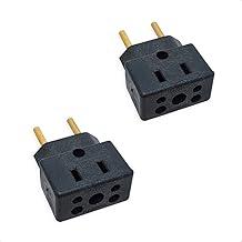 KIT 2 Adaptador De Tomada Universal Em Porcelana Preto 3 Pinos Benjamin 10A/20A Para 2 e 3 Pinos Bivolt 110V/220V Pino Grosso Secadores Chapinhas Air Fryer Fritadeiras Aquecedores Microondas PREMIUM