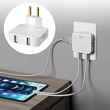 Adaptador Tomada Benjamin Articulado Bivolt com Duas Entradas USB, Conecta 4 Dispositivos Simultaneamente, Ideal para Viagens, Compacto e Portátil, Suporte até 10A, Compatível até 220V Sortido