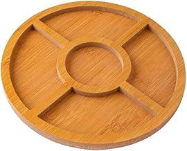 Tábua Petisqueira Redonda Premium com 5 Divisórias – 30cm de Diâmetro, MDF (Queijos, Frios, Frutas, Castanhas, Petiscos, Molhos)