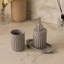 LYOR - Conjunto 3 Peças para Banheiro Pillars Cinza Cerâmica