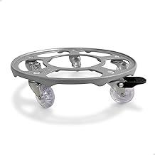 Suporte para Botijão de Gás em Alumínio Fundido, 30 cm, com Rodinhas de Gel, Prata