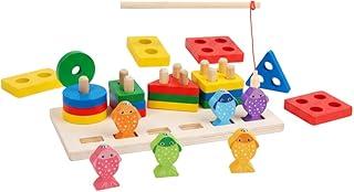 Torre de Encaixe e Pesca Montessori Educativo - Brinquedo Infantil 1-3 Anos para Desenvolvimento Cognitivo e Coordenação Motora - Presente Perfeito Menino Menina Aprendizado e Magia