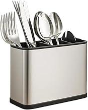 Escorredor Porta Talheres Aço Inox 4 Divisórias com Sistema de Drenagem Design Moderno Organizador de Utensílios de Cozinha Pia